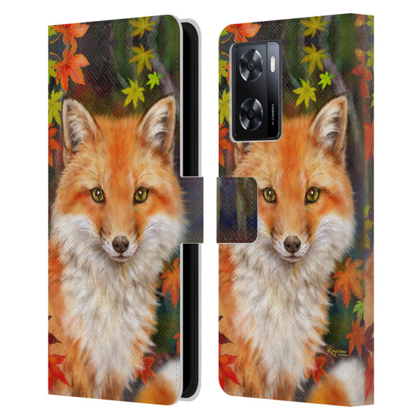 Kayomi Harai Animals And Fantasy Fox With Autumn Leaves Leather Book Wallet Case Cover For OPPO A57s