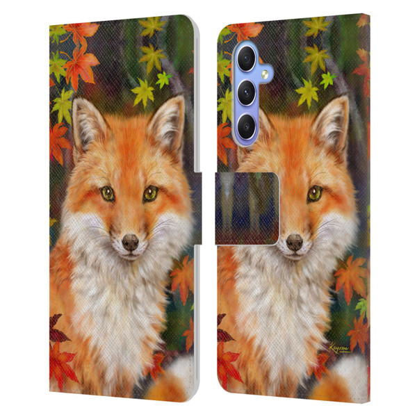 Kayomi Harai Animals And Fantasy Fox With Autumn Leaves Leather Book Wallet Case Cover For Samsung Galaxy A34 5G