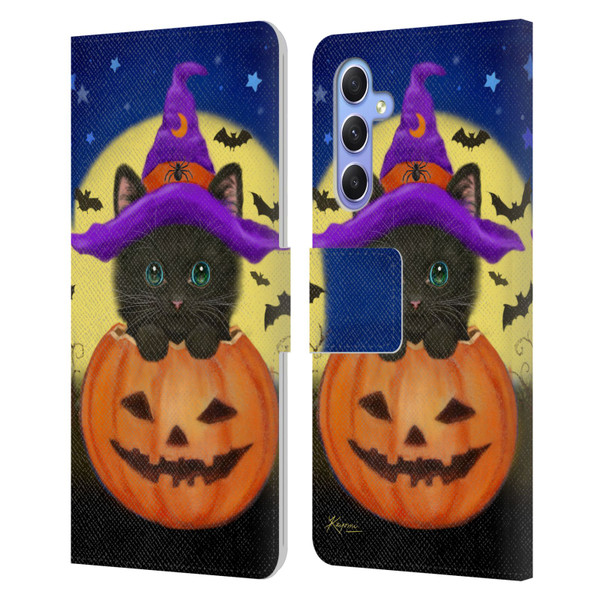Kayomi Harai Animals And Fantasy Halloween With Cat Leather Book Wallet Case Cover For Samsung Galaxy A34 5G