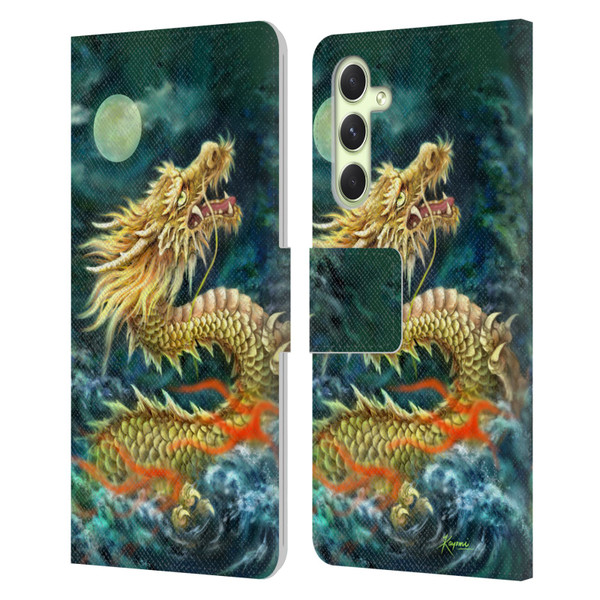 Kayomi Harai Animals And Fantasy Asian Dragon In The Moon Leather Book Wallet Case Cover For Samsung Galaxy A54 5G