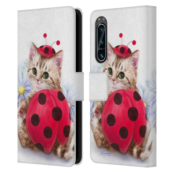 Kayomi Harai Animals And Fantasy Kitten Cat Lady Bug Leather Book Wallet Case Cover For Sony Xperia 5 IV