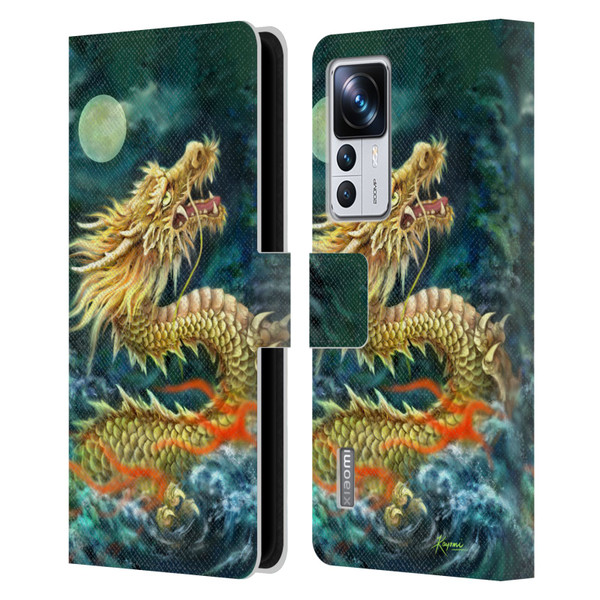 Kayomi Harai Animals And Fantasy Asian Dragon In The Moon Leather Book Wallet Case Cover For Xiaomi 12T Pro