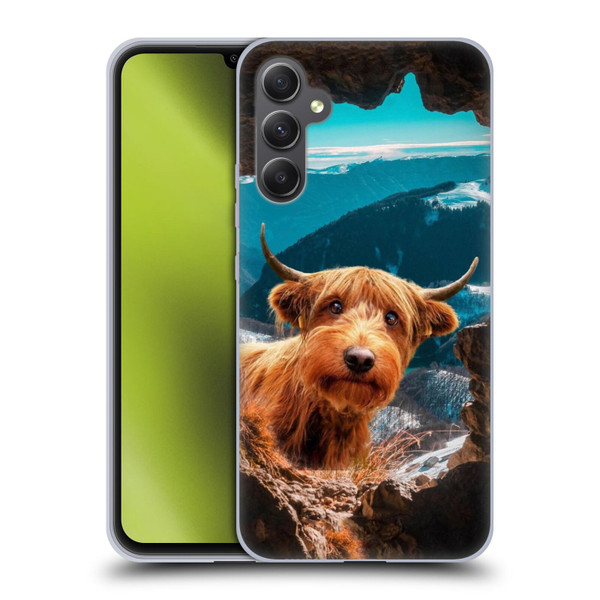 Pixelmated Animals Surreal Wildlife Cowpup Soft Gel Case for Samsung Galaxy A34 5G