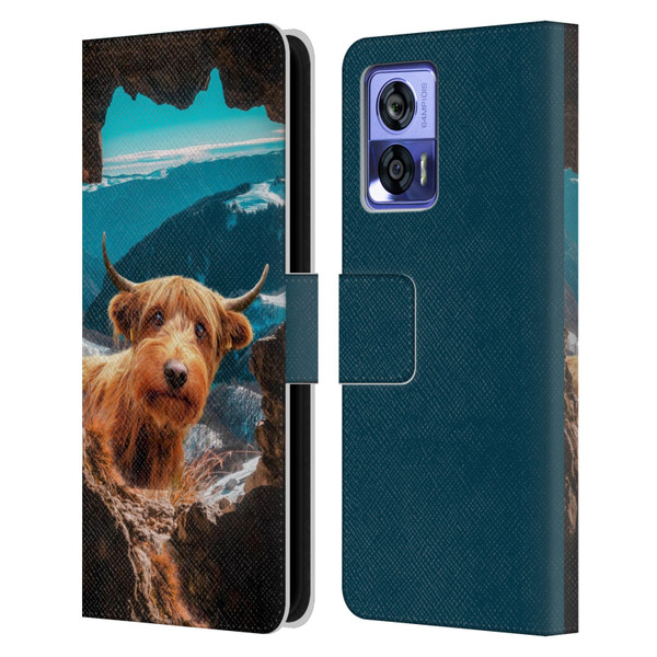 Pixelmated Animals Surreal Wildlife Cowpup Leather Book Wallet Case Cover For Motorola Edge 30 Neo 5G