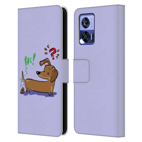 Grace Illustration Dogs Dachshund Leather Book Wallet Case Cover For Motorola Edge 30 Neo 5G