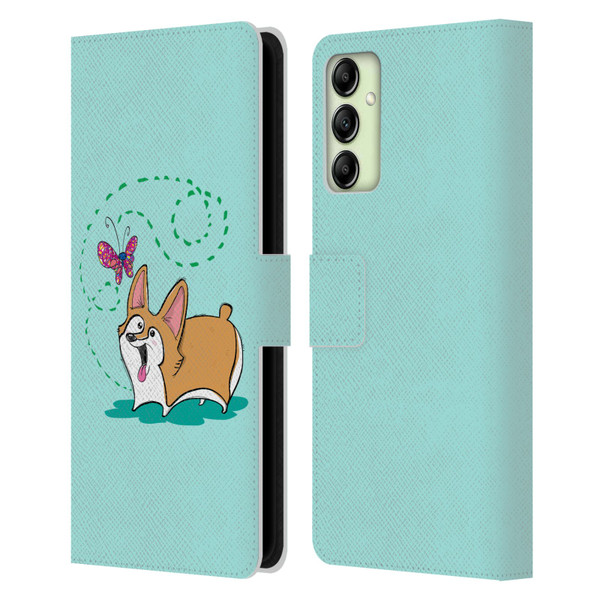 Grace Illustration Dogs Corgi Leather Book Wallet Case Cover For Samsung Galaxy A14 5G