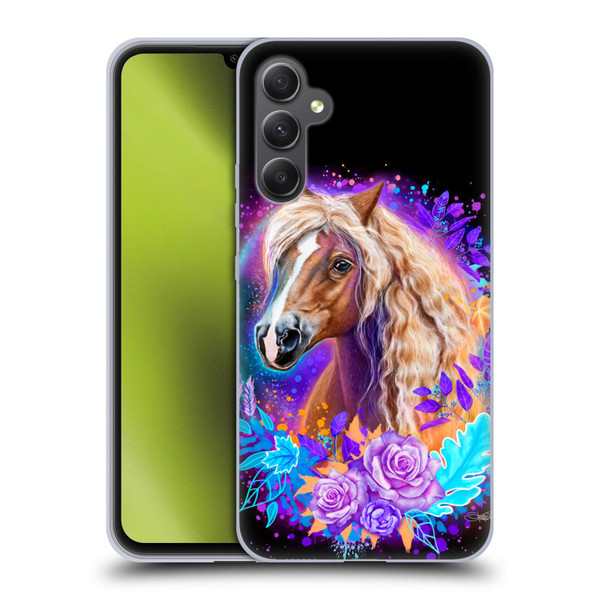 Sheena Pike Animals Purple Horse Spirit With Roses Soft Gel Case for Samsung Galaxy A34 5G