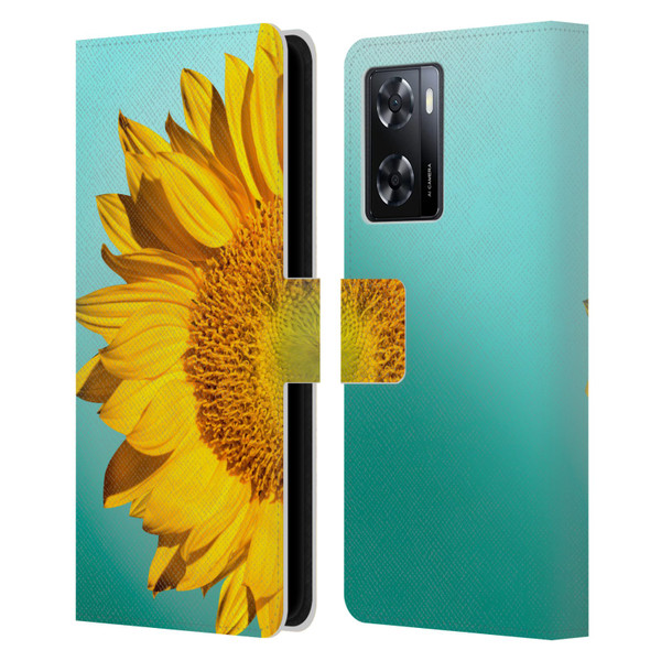 Mark Ashkenazi Florals Sunflowers Leather Book Wallet Case Cover For OPPO A57s