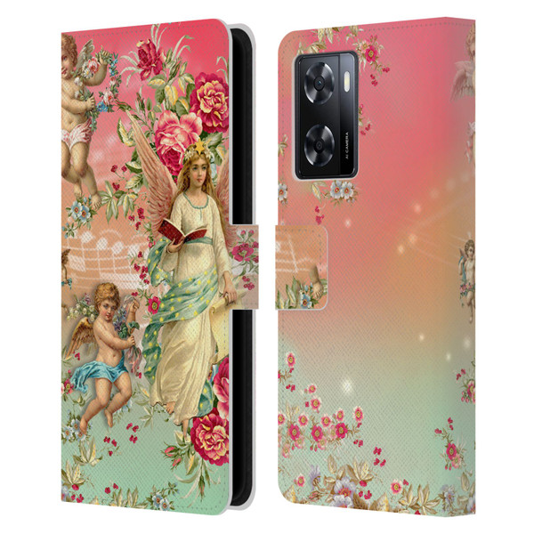 Mark Ashkenazi Florals Angels Leather Book Wallet Case Cover For OPPO A57s