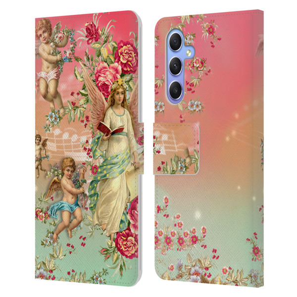 Mark Ashkenazi Florals Angels Leather Book Wallet Case Cover For Samsung Galaxy A34 5G