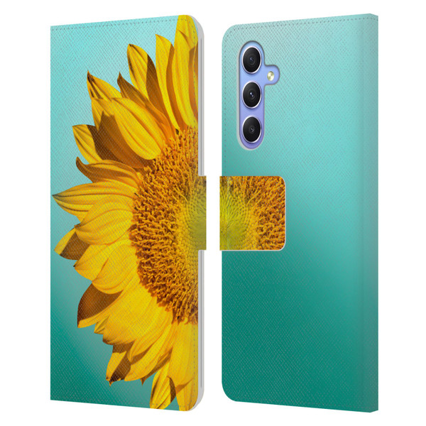 Mark Ashkenazi Florals Sunflowers Leather Book Wallet Case Cover For Samsung Galaxy A34 5G