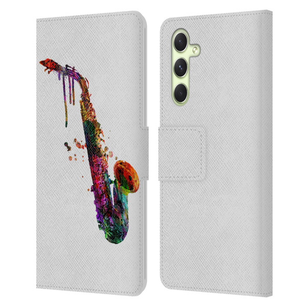 Mark Ashkenazi Music Saxophone Leather Book Wallet Case Cover For Samsung Galaxy A54 5G