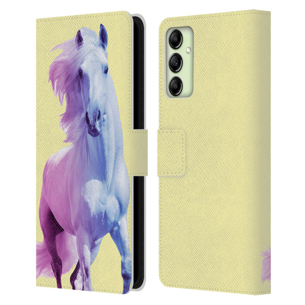Mark Ashkenazi Pastel Potraits Yellow Horse Leather Book Wallet Case Cover For Samsung Galaxy A14 5G