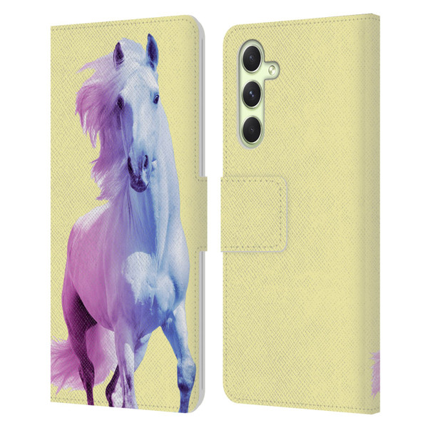 Mark Ashkenazi Pastel Potraits Yellow Horse Leather Book Wallet Case Cover For Samsung Galaxy A54 5G