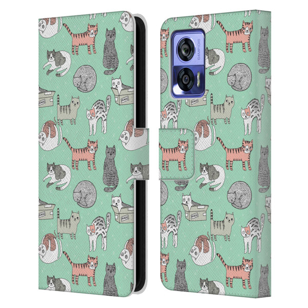 Andrea Lauren Design Animals Cats Leather Book Wallet Case Cover For Motorola Edge 30 Neo 5G