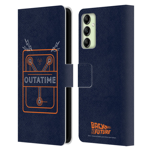 Back to the Future I Quotes Outatime Leather Book Wallet Case Cover For Samsung Galaxy A14 5G