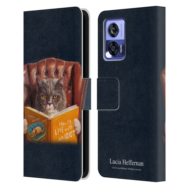 Lucia Heffernan Art Cat Self Help Leather Book Wallet Case Cover For Motorola Edge 30 Neo 5G