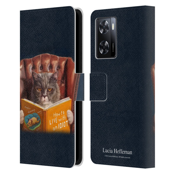 Lucia Heffernan Art Cat Self Help Leather Book Wallet Case Cover For OPPO A57s