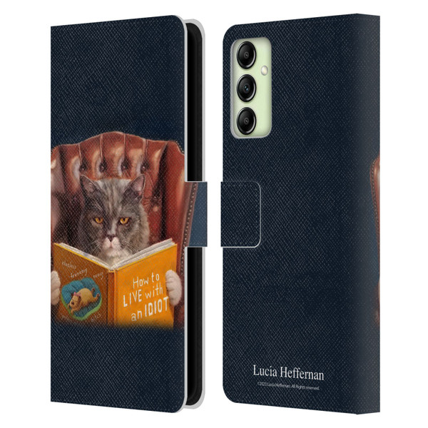 Lucia Heffernan Art Cat Self Help Leather Book Wallet Case Cover For Samsung Galaxy A14 5G