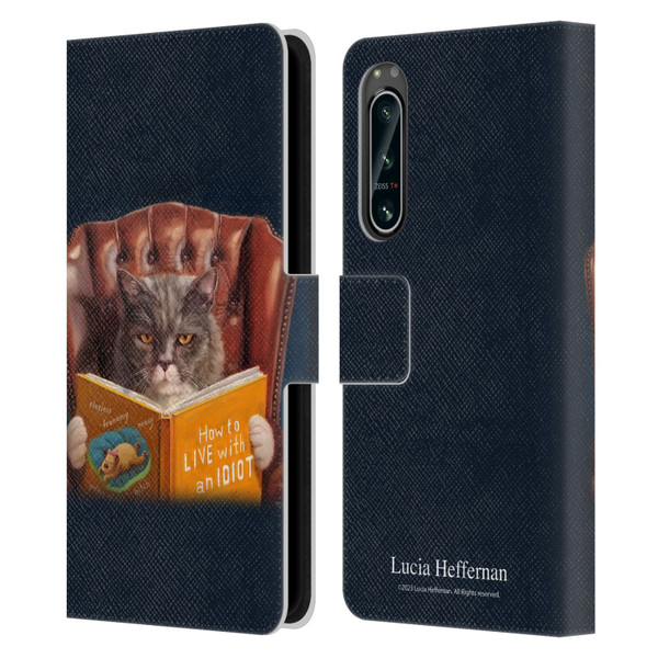 Lucia Heffernan Art Cat Self Help Leather Book Wallet Case Cover For Sony Xperia 5 IV