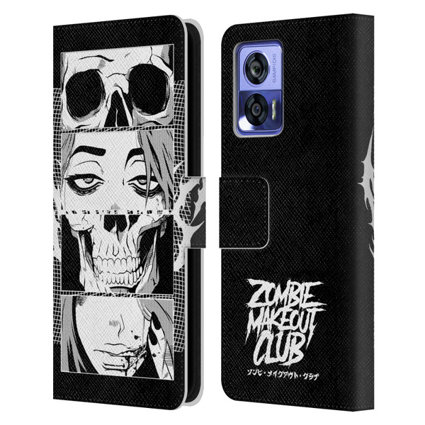 Zombie Makeout Club Art Skull Collage Leather Book Wallet Case Cover For Motorola Edge 30 Neo 5G