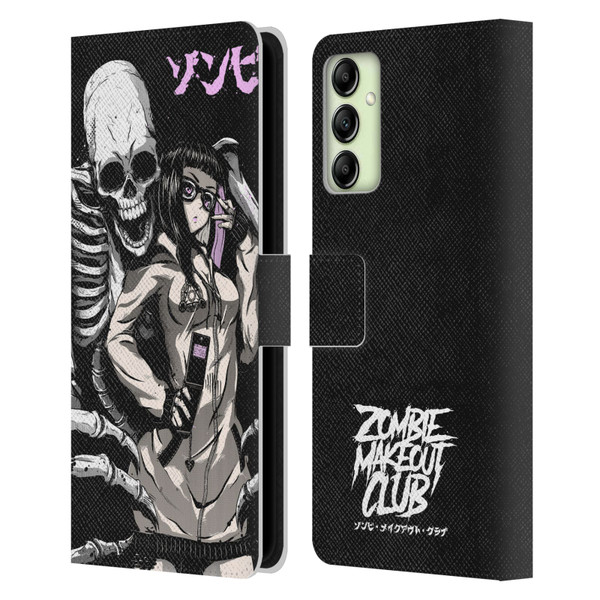Zombie Makeout Club Art Stop Drop Selfie Leather Book Wallet Case Cover For Samsung Galaxy A14 5G