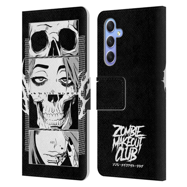 Zombie Makeout Club Art Skull Collage Leather Book Wallet Case Cover For Samsung Galaxy A34 5G