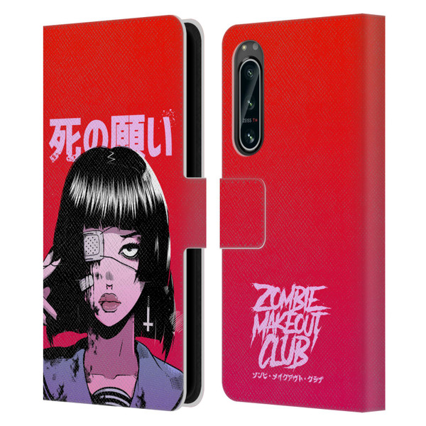 Zombie Makeout Club Art Eye Patch Leather Book Wallet Case Cover For Sony Xperia 5 IV