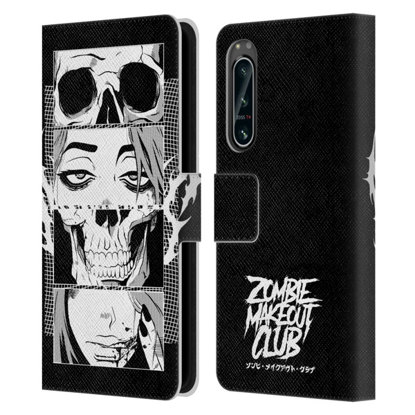Zombie Makeout Club Art Skull Collage Leather Book Wallet Case Cover For Sony Xperia 5 IV
