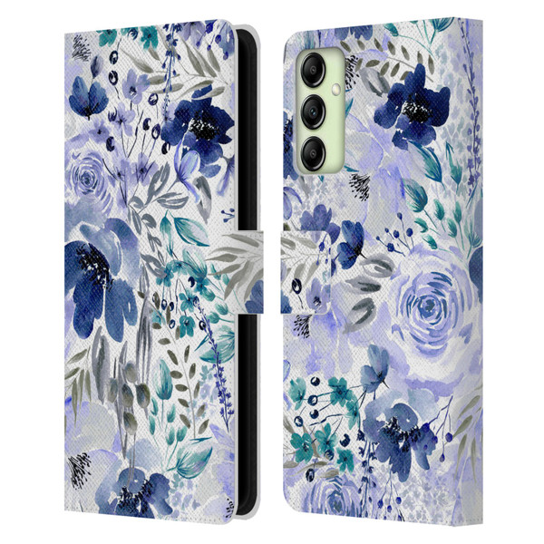 Anis Illustration Bloomers Indigo Leather Book Wallet Case Cover For Samsung Galaxy A14 5G