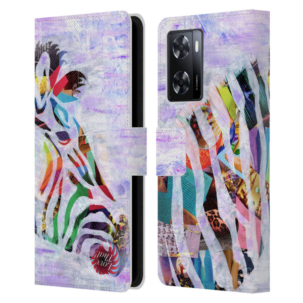 Artpoptart Animals Purple Zebra Leather Book Wallet Case Cover For OPPO A57s