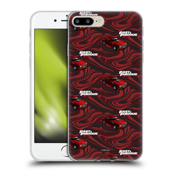 Fast & Furious Franchise Car Pattern Red Soft Gel Case for Apple iPhone 7 Plus / iPhone 8 Plus