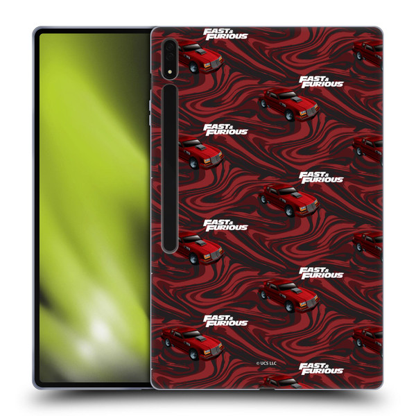 Fast & Furious Franchise Car Pattern Red Soft Gel Case for Samsung Galaxy Tab S8 Ultra