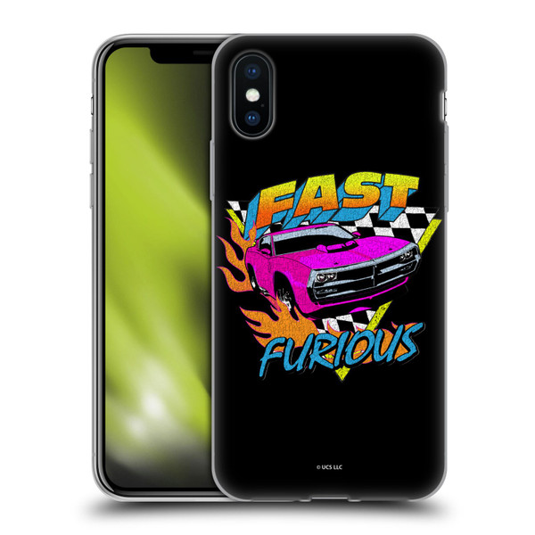 Fast & Furious Franchise Fast Fashion Car In Retro Style Soft Gel Case for Apple iPhone X / iPhone XS