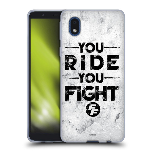 Fast & Furious Franchise Graphics You Ride You Fight Soft Gel Case for Samsung Galaxy A01 Core (2020)