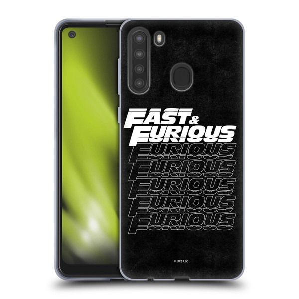 Fast & Furious Franchise Logo Art Black Text Soft Gel Case for Samsung Galaxy A21 (2020)