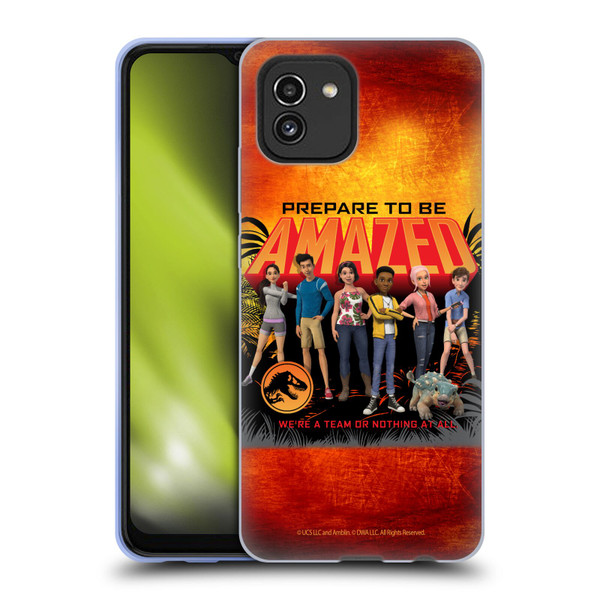 Jurassic World: Camp Cretaceous Character Art Amazed Soft Gel Case for Samsung Galaxy A03 (2021)