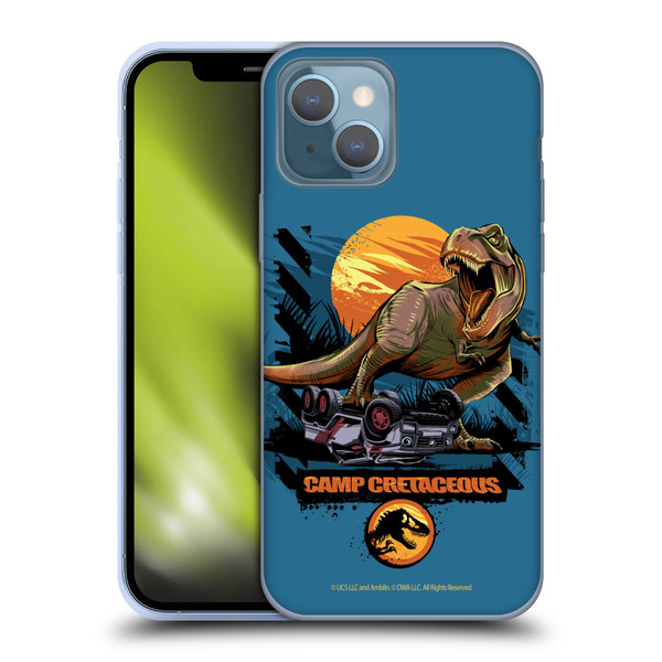 Jurassic World: Camp Cretaceous Dinosaur Graphics Blue Soft Gel Case for Apple iPhone 13
