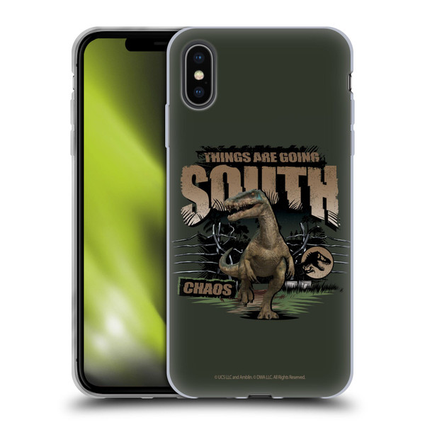 Jurassic World: Camp Cretaceous Dinosaur Graphics Things Are Going South Soft Gel Case for Apple iPhone XS Max