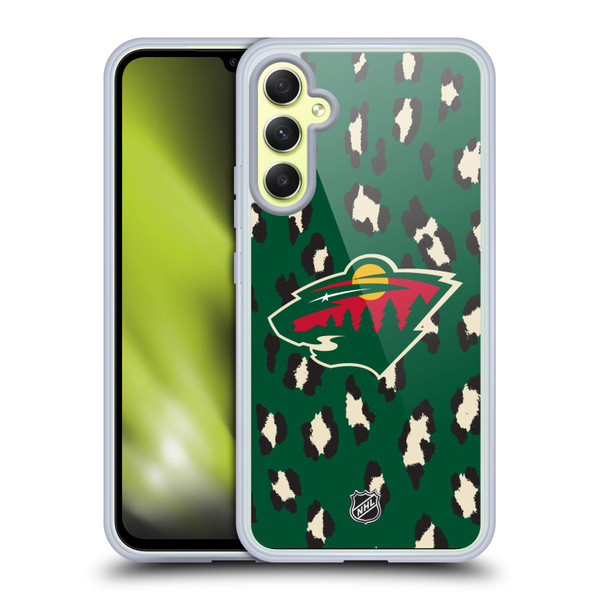 NHL Minnesota Wild Leopard Patten Soft Gel Case for Samsung Galaxy A34 5G