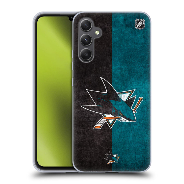 NHL San Jose Sharks Half Distressed Soft Gel Case for Samsung Galaxy A34 5G