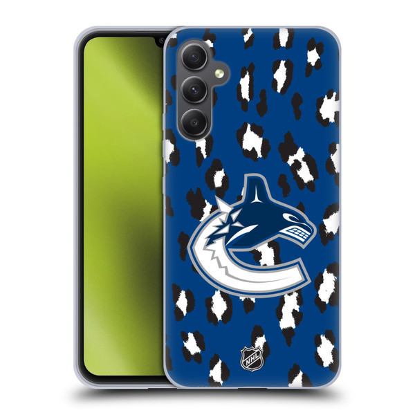 NHL Vancouver Canucks Leopard Pattern Soft Gel Case for Samsung Galaxy A34 5G