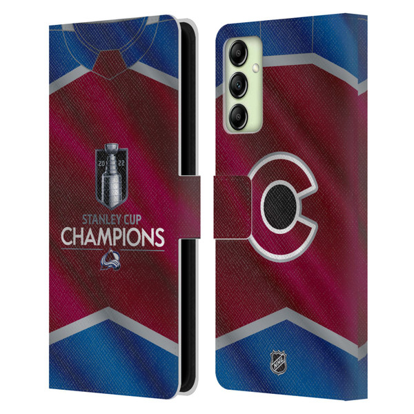 NHL 2022 Stanley Cup Champions Colorado Avalanche Jersey Leather Book Wallet Case Cover For Samsung Galaxy A14 5G