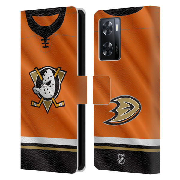 NHL Anaheim Ducks Jersey Leather Book Wallet Case Cover For OPPO A57s