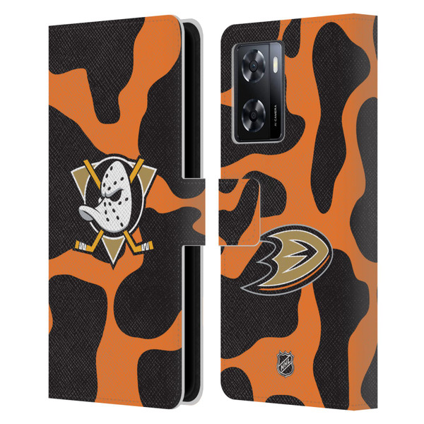 NHL Anaheim Ducks Cow Pattern Leather Book Wallet Case Cover For OPPO A57s