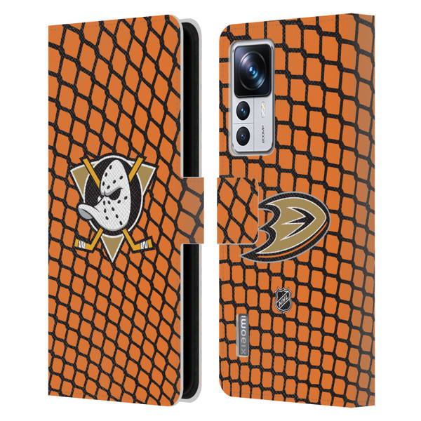 NHL Anaheim Ducks Net Pattern Leather Book Wallet Case Cover For Xiaomi 12T Pro