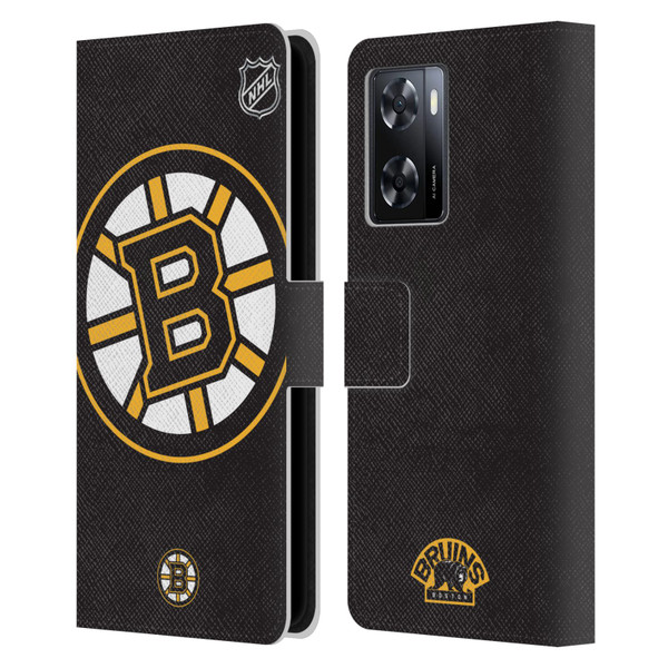 NHL Boston Bruins Oversized Leather Book Wallet Case Cover For OPPO A57s