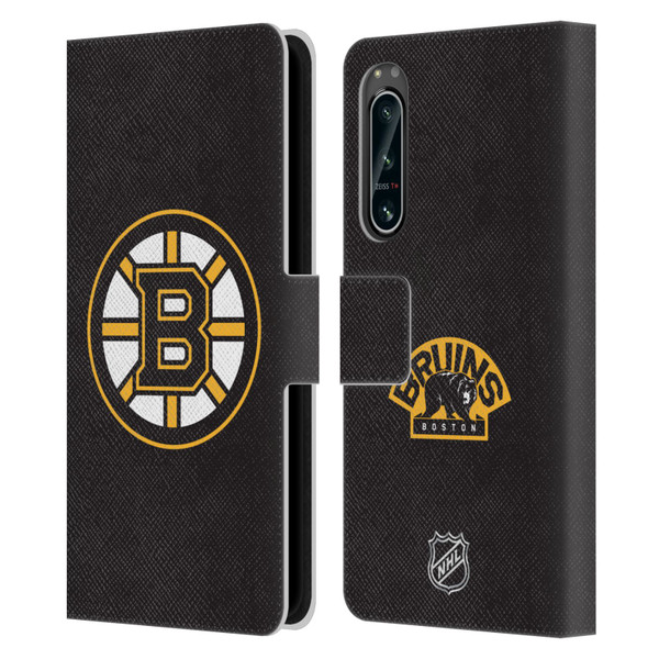 NHL Boston Bruins Plain Leather Book Wallet Case Cover For Sony Xperia 5 IV