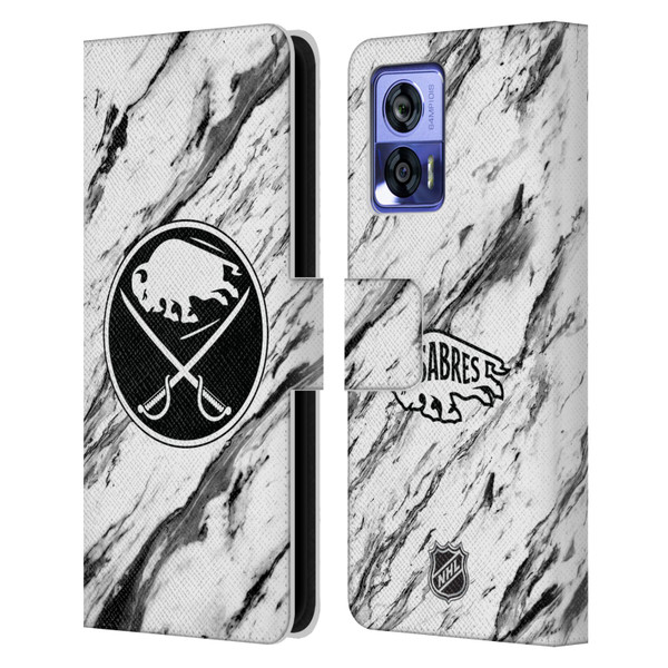 NHL Buffalo Sabres Marble Leather Book Wallet Case Cover For Motorola Edge 30 Neo 5G