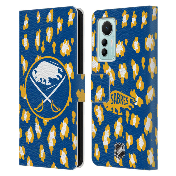 NHL Buffalo Sabres Leopard Patten Leather Book Wallet Case Cover For Xiaomi 12 Lite
